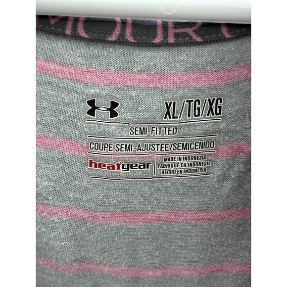 Under Armour Womens Jacket Size XL Gray Pink Strip Zip Up Hooded Semi-Fitted - Picture 4 of 11